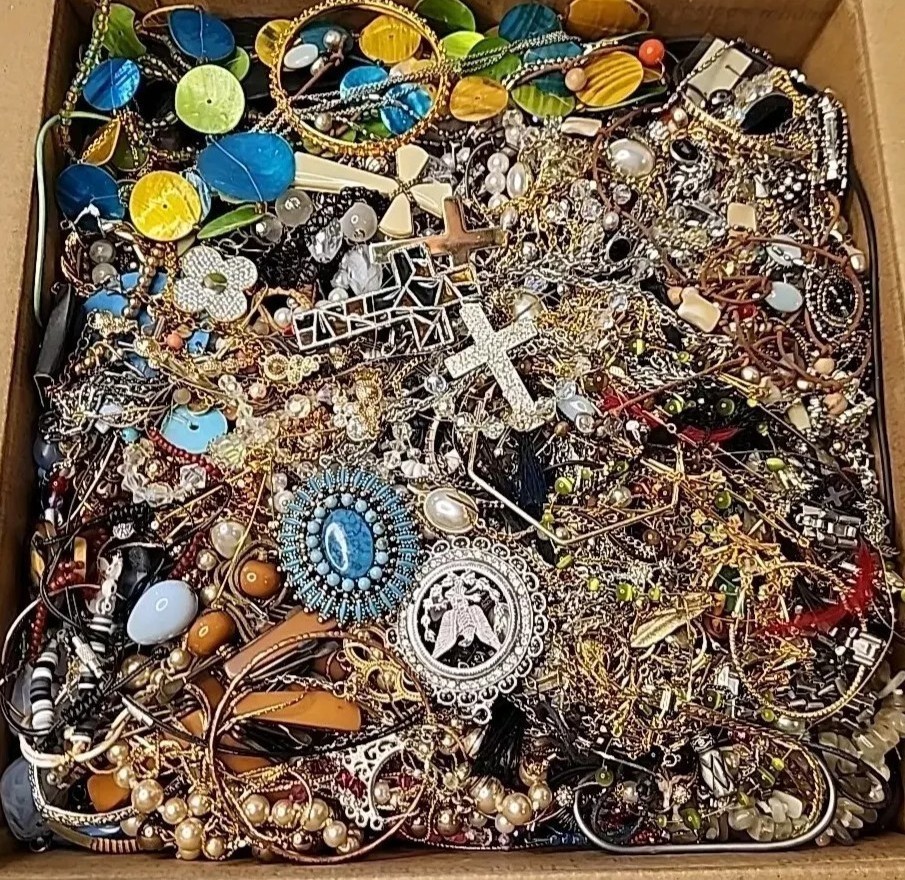Jewelry Lot 3 Pounds Untested Huge Lot VTG to New Junk & Wear Resell Tangled In