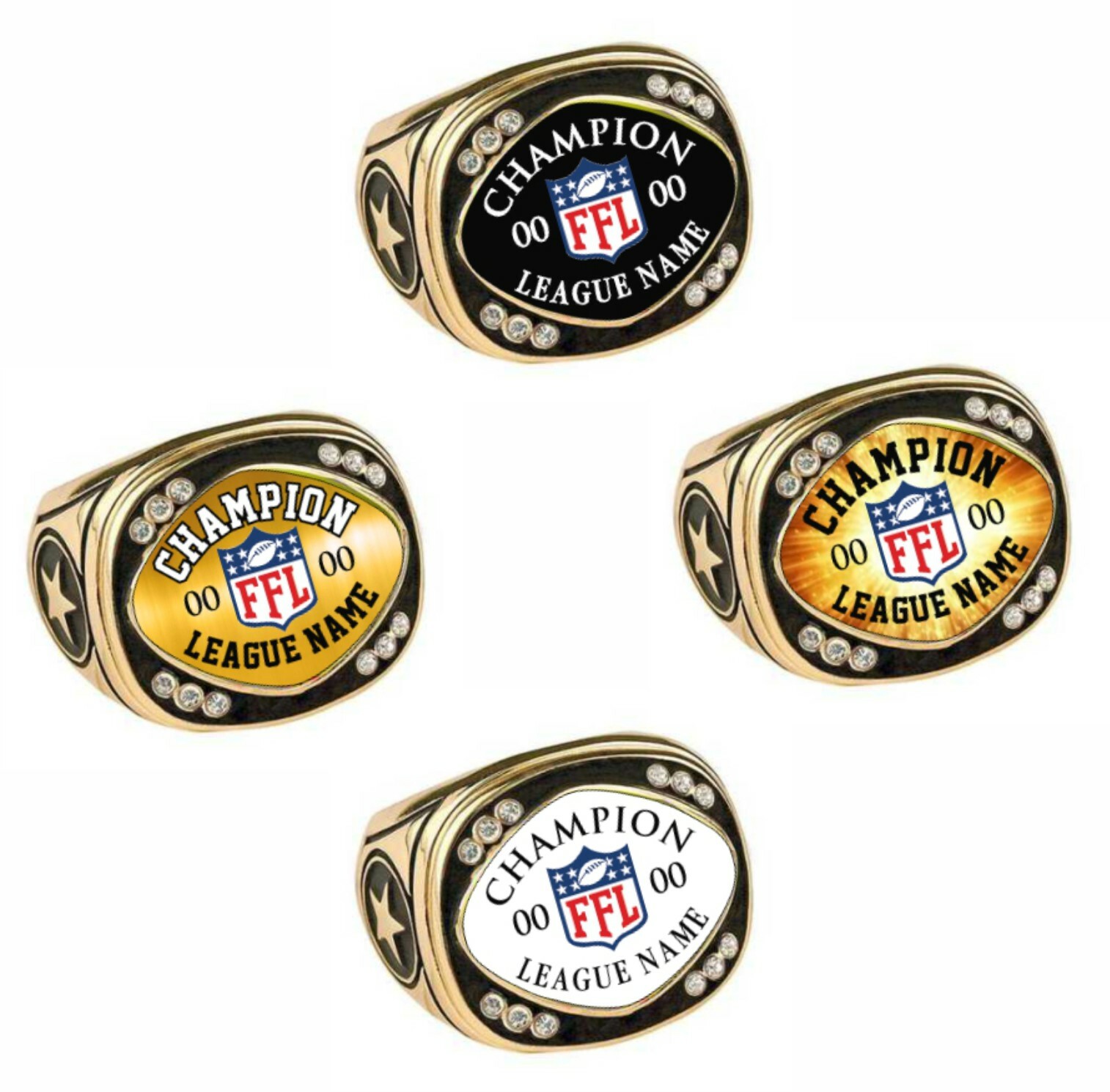 FANTASY FOOTBALL CHAMPIONSHIP RING FFL CUSTOMIZED FREE LETTERING HIGH QUALITY^