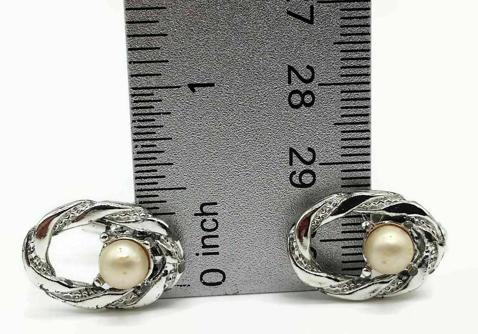Sliver Toned 3/4″ Cufflinks Cuff Links w/ Faux Pearl Male Female Unisex