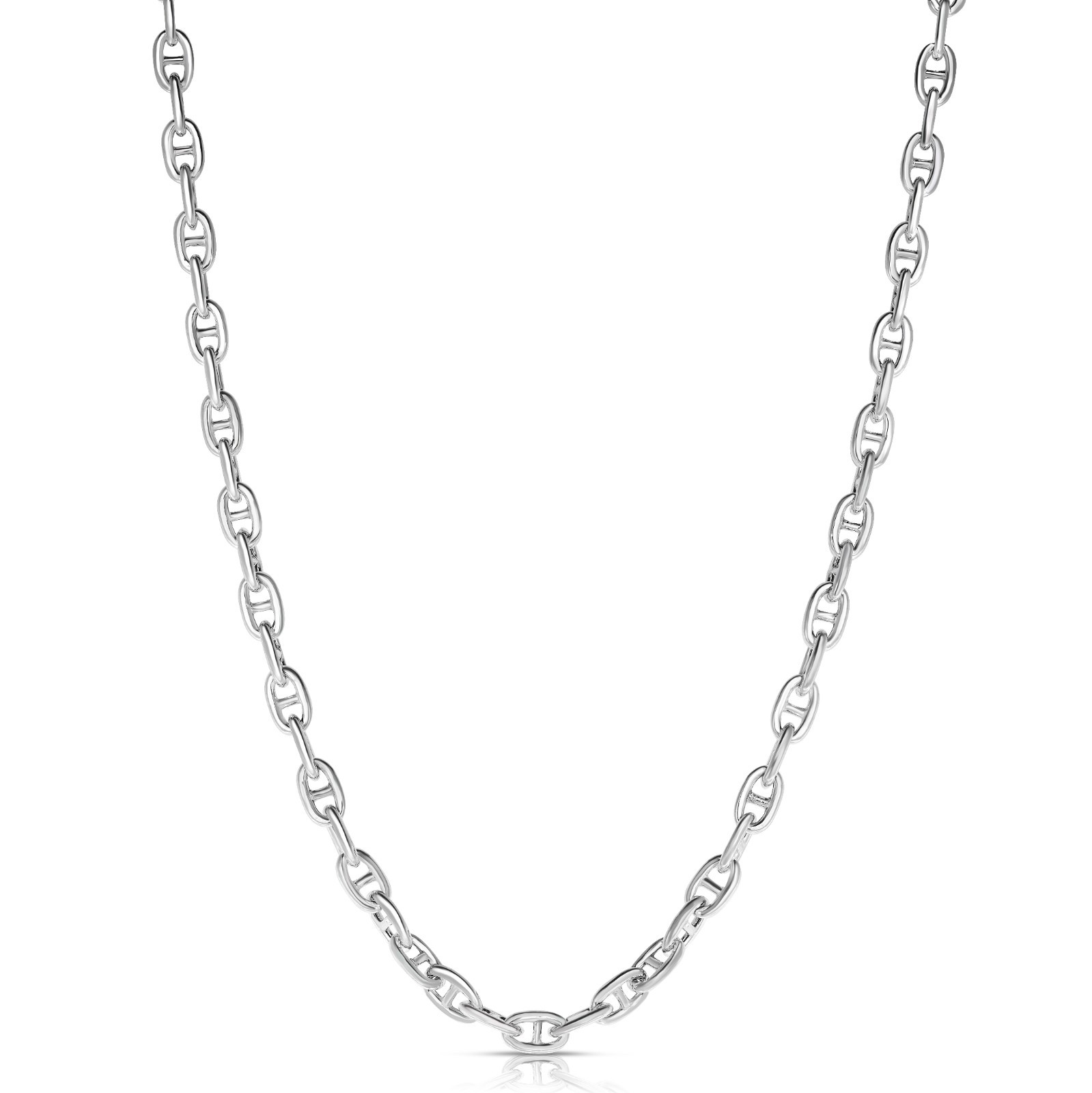 Solid 925 Sterling Silver 5.5MM Gucci Mariner Anchor Link Chain Necklace 16″-24″