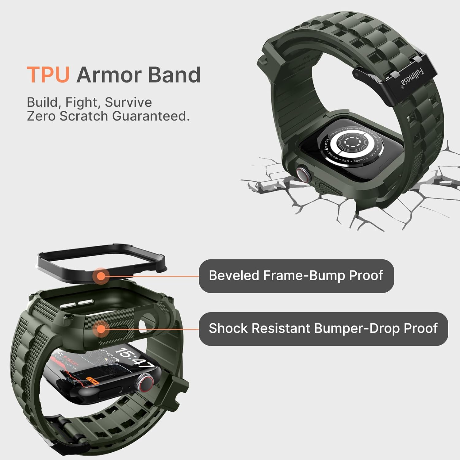 Band with Case for Apple Watch 41/40Mm | TPU Strap Fits Iwatch Series9/8/7/6/5/4