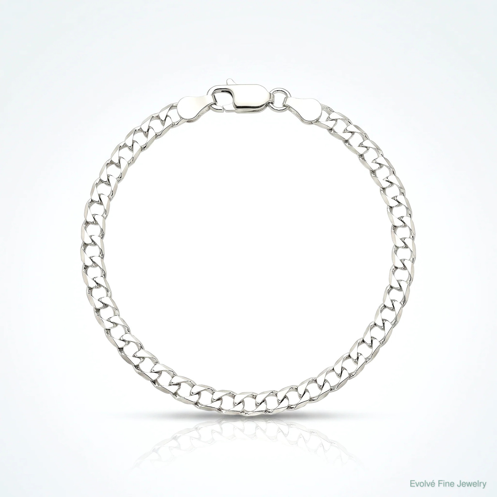 Sterling Silver 3.25mm Diamond-Cut Square Curb Chain Bracelet 7″-9″