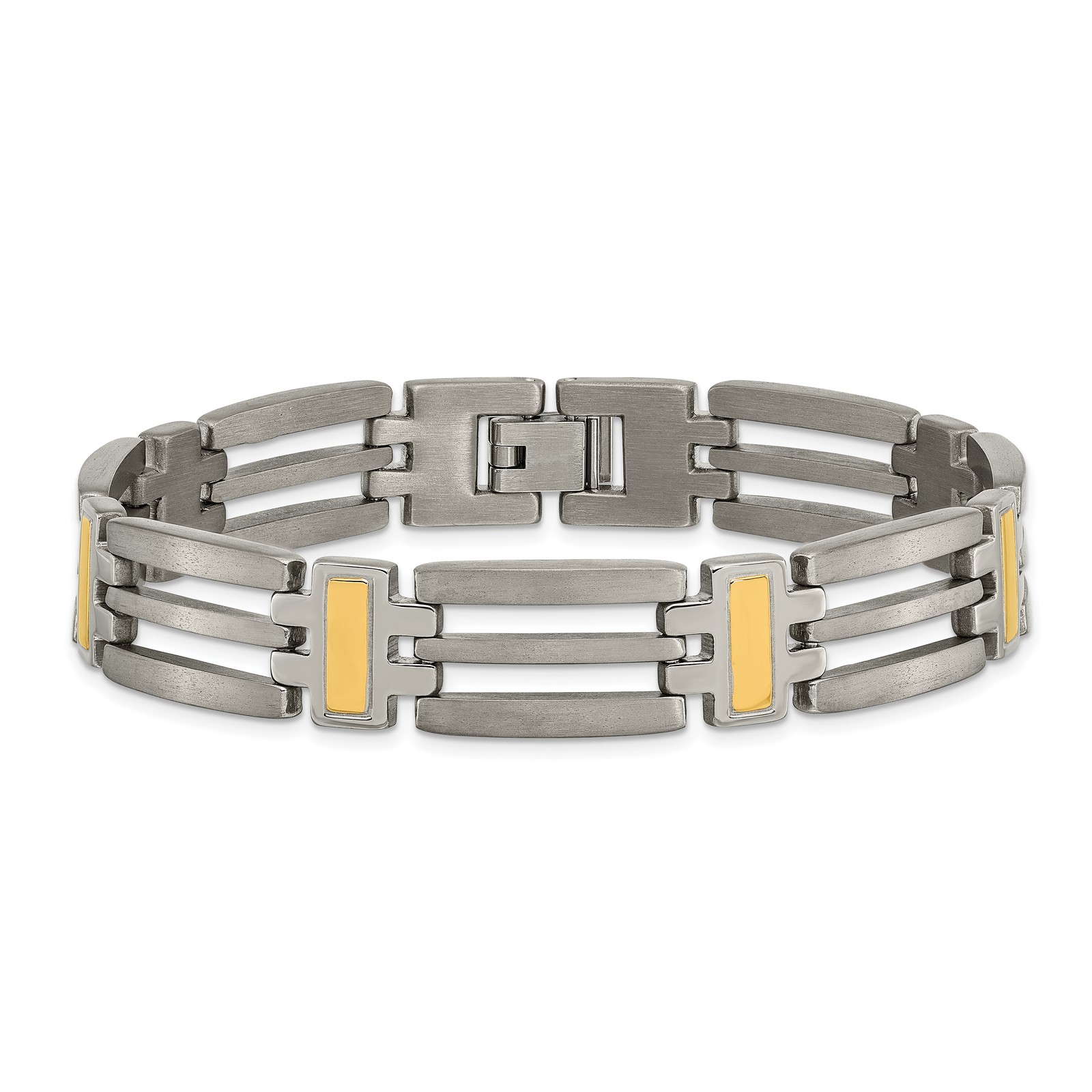 Chisel Titanium Brushed and Polished Yellow IP-Plated 8.5 inch Bracelet TBB128