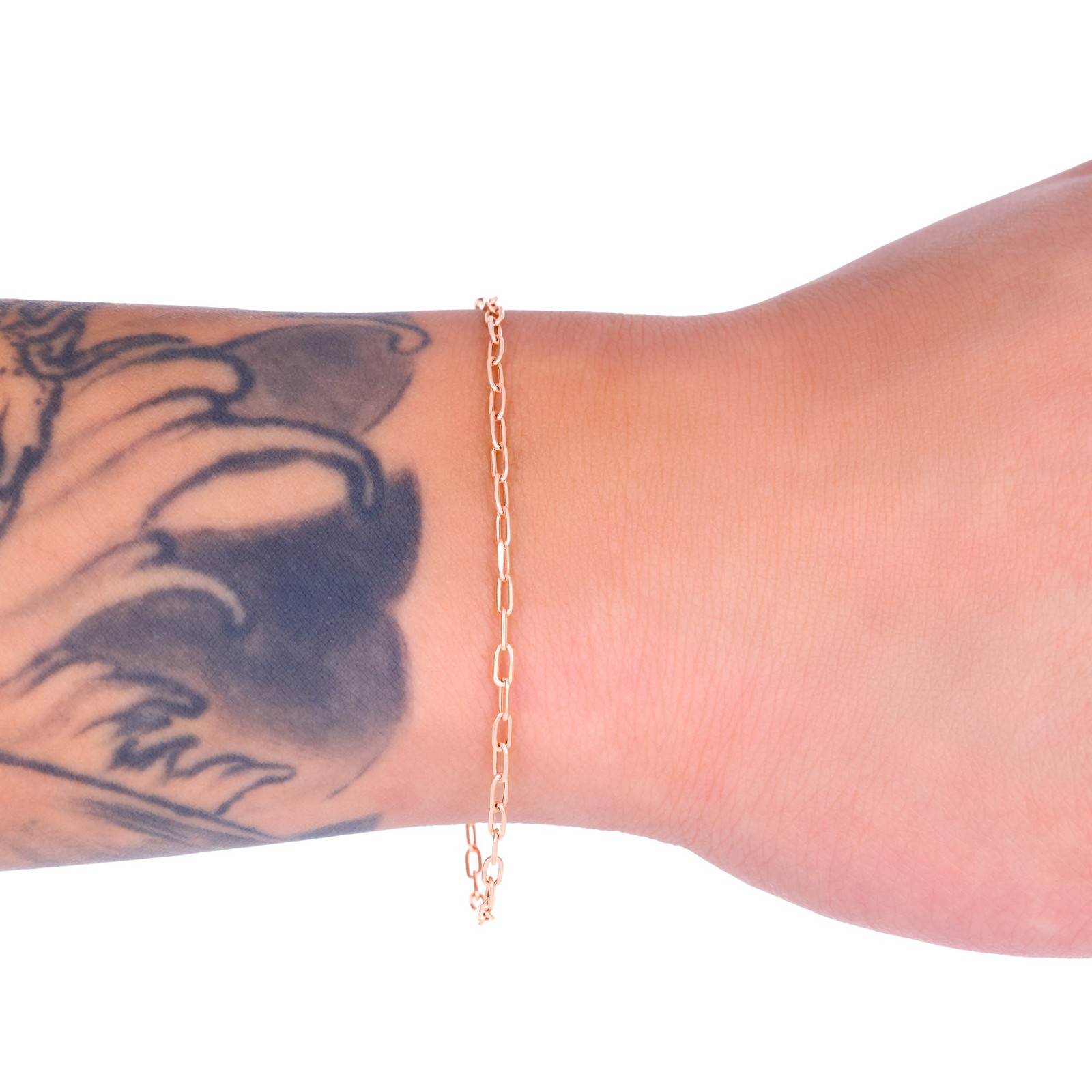 10k Rose Gold 2mm Paperclip Chain Cable Rolo Link Bracelet Womens 7″ 7.5″ 8″