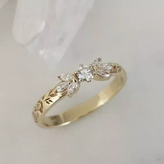 2 Ct Round Simulated Diamond Women’s Engagement Band Ring 14k Yellow Gold Plated