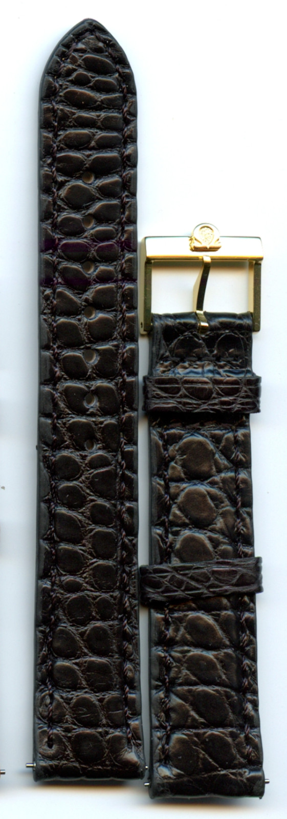 Genuine 16mm 17mm 18mm Black Alligator Strap & Vintage Omega Buckle