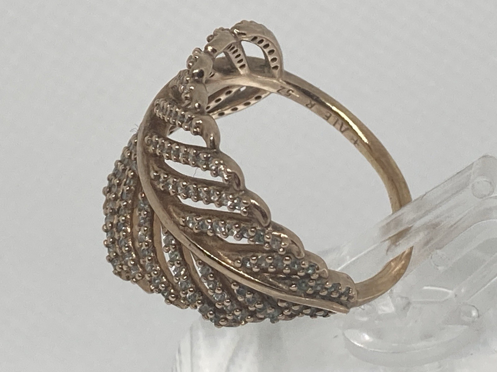 Stamped Algot Enevoldsen Pandora Light As A Feather Ring 14k Rose GP CZ Sz 6