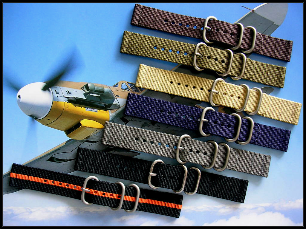 NATO G10 2pc UTC Ballistic nylon RAF strap Military watchband stitched IW SUISSE
