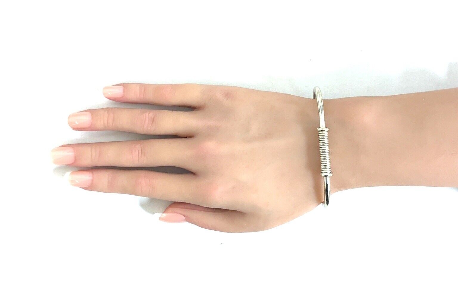 Mexico 925 Sterling Sliver Spring Coil 7” Cuff Bracelet 15.8g