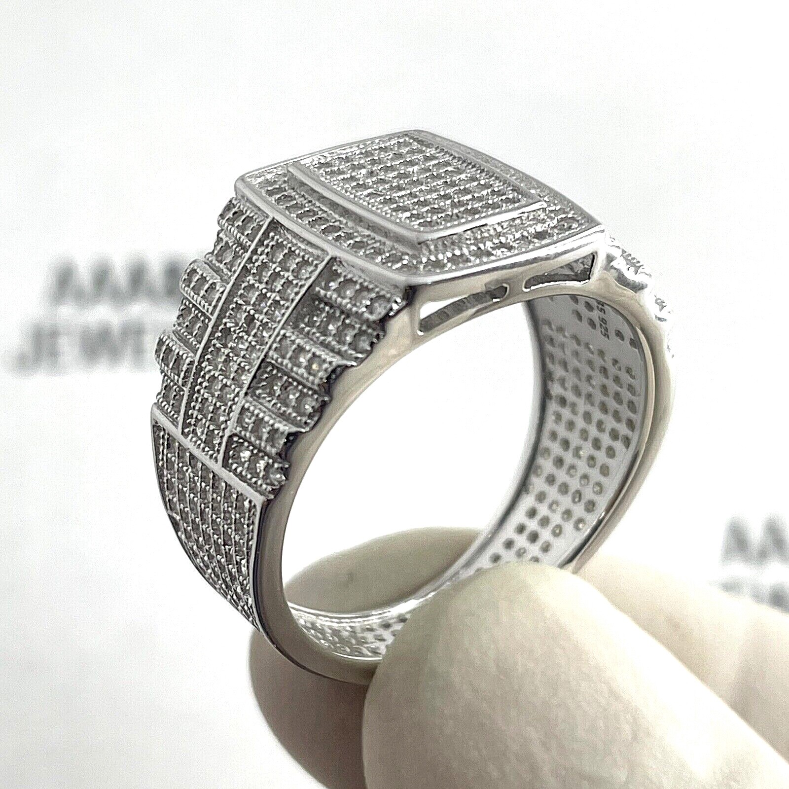 925 STERLING SILVER MEN ICY BLING CUBIC ZIRCONIA HIPHOP PINKY RING
