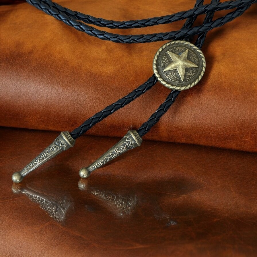 Bolo Tie Mens Wedding Necklace Leather Rope Western Cowboy Style