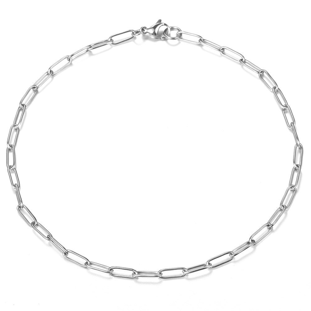4mm 16-20 inch Stainless Steel Paperclip Chain Necklace Men Women Choker Jewelry
