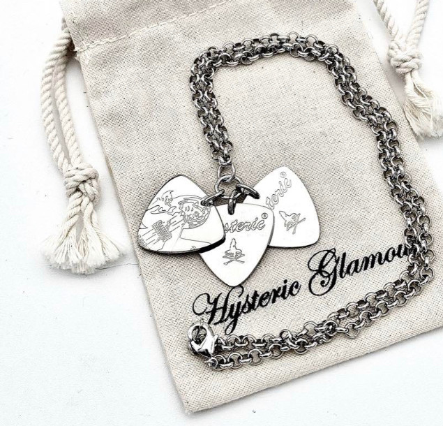 HYSTERIC GLAMOUR Women on Skull Guitar Pick Necklace New JAPAN
