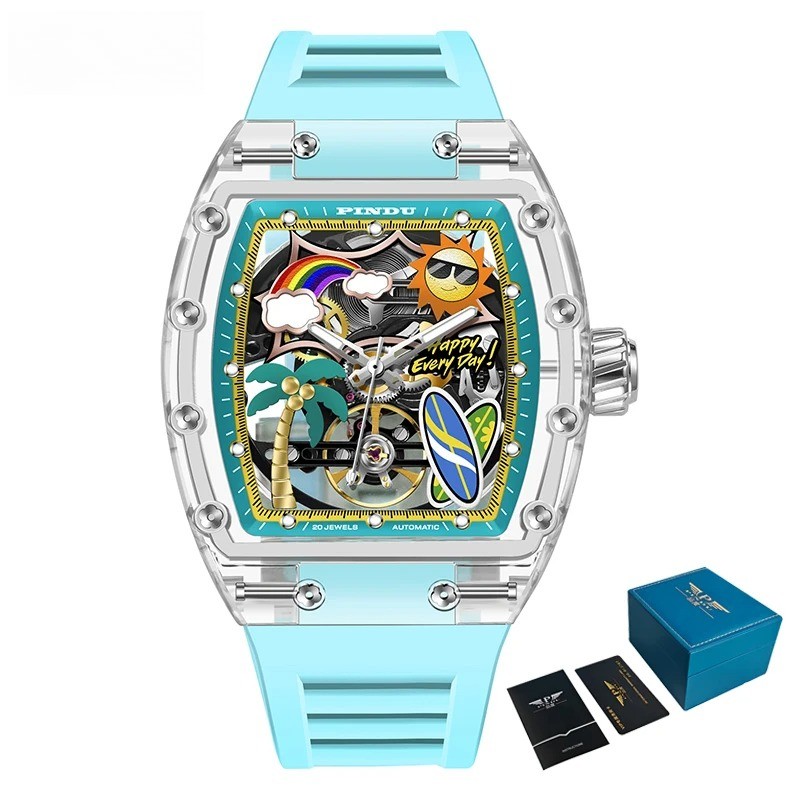 Unique Dial Men’s Mechanical Watch Summer Beach Glow Waterproof Silicone