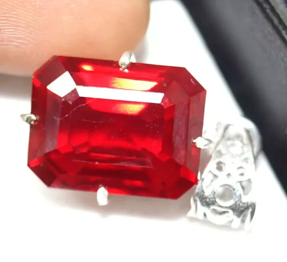 30 Ct Natural Red Ruby Emerald Cut Pendant AGL Certified Gemstone