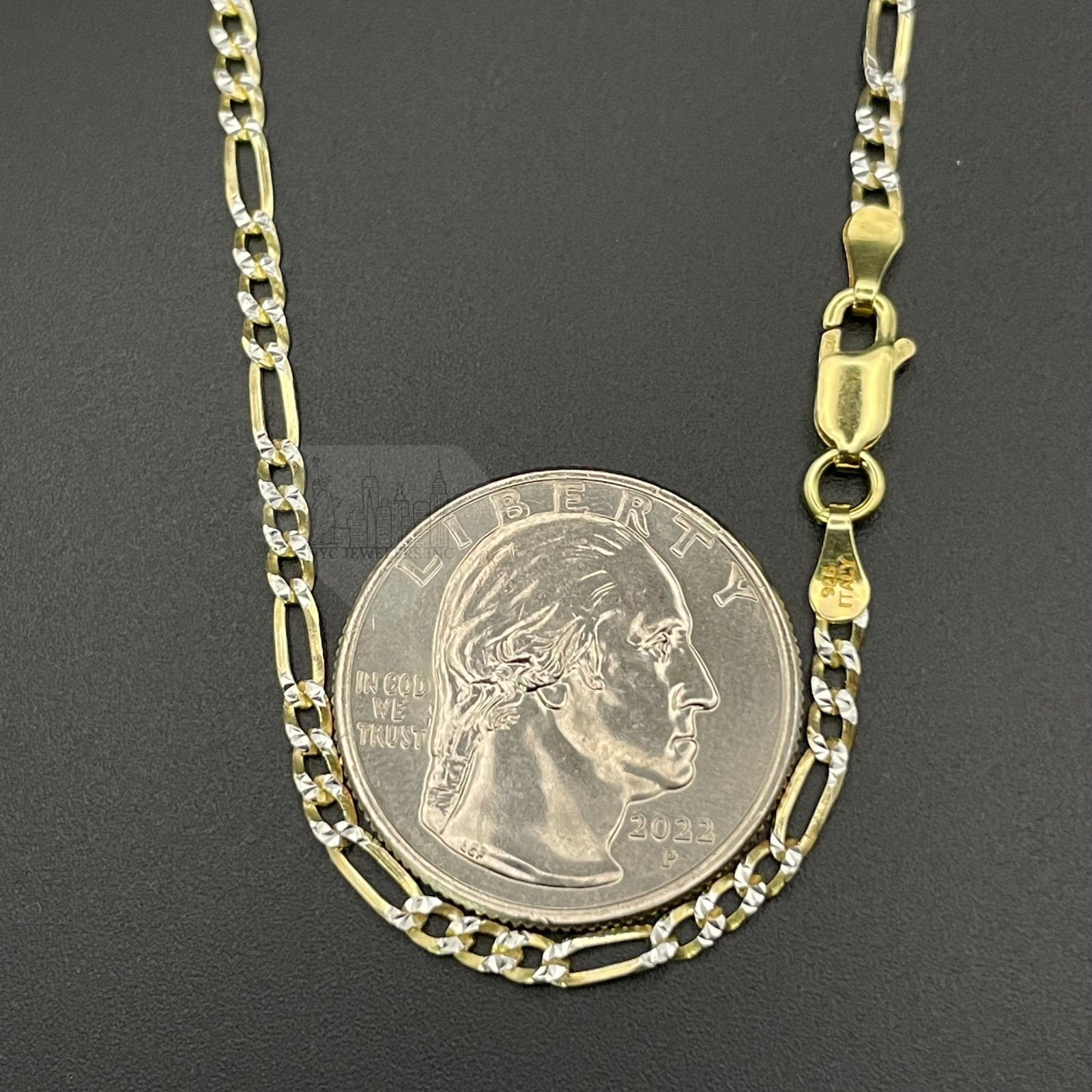 Italian Sterling Silver Two Tone Figaro Chain 925 14K Gold Plated Silver Chain