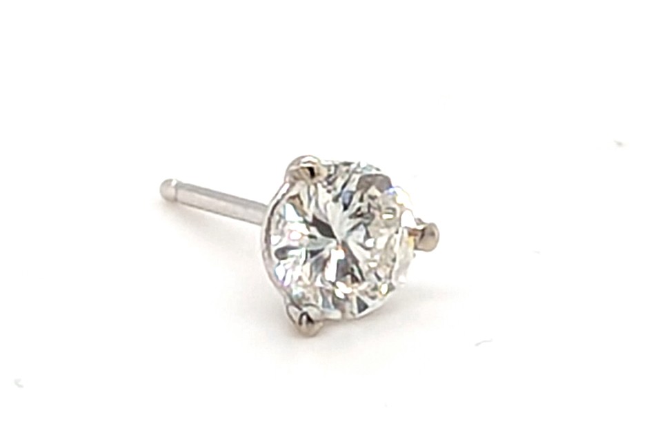 Diamond Single Stud Earring Mined .50ct E-F SI1 14K White Gold 3 Prong