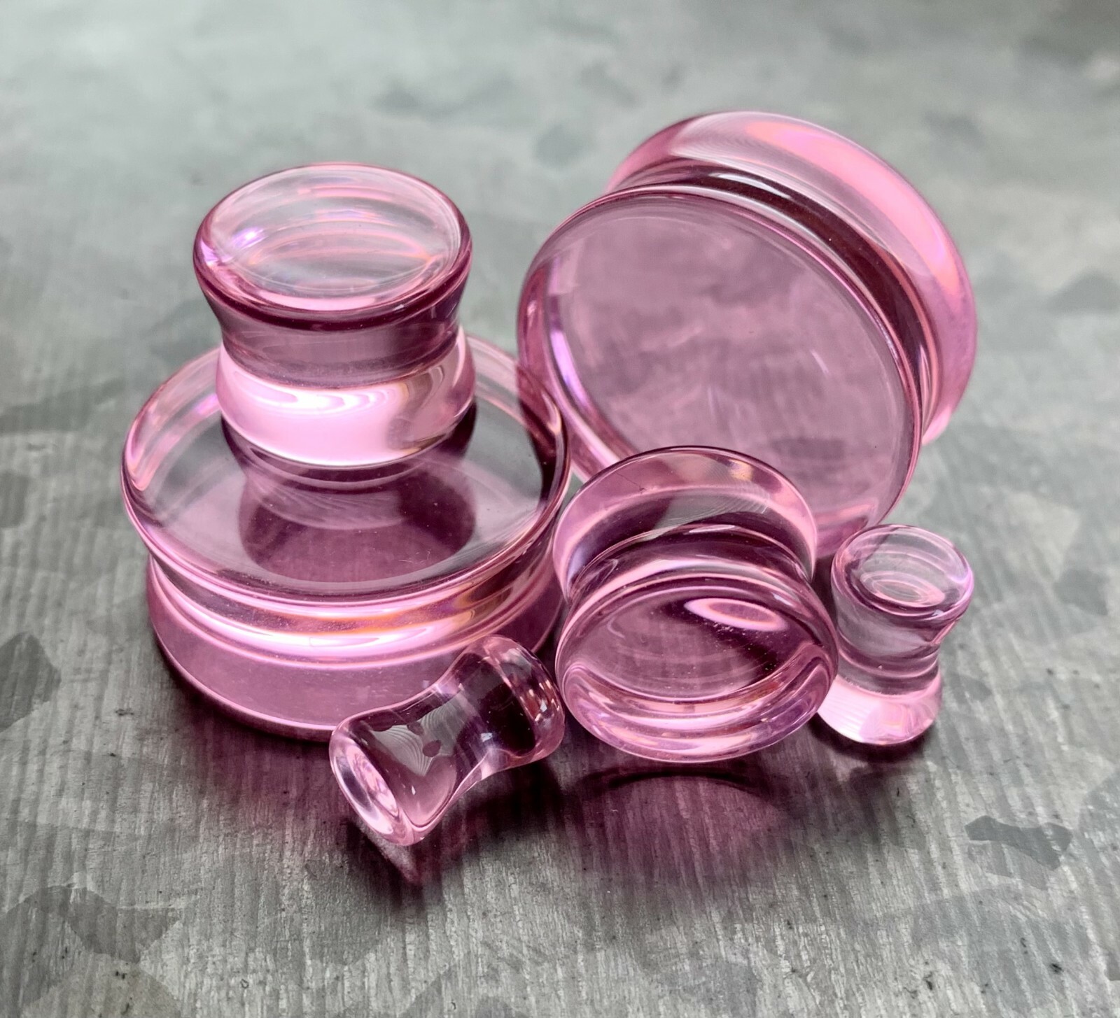 PAIR Flat Glass Double Flare Plugs Gauges Earlets Body Jewelry