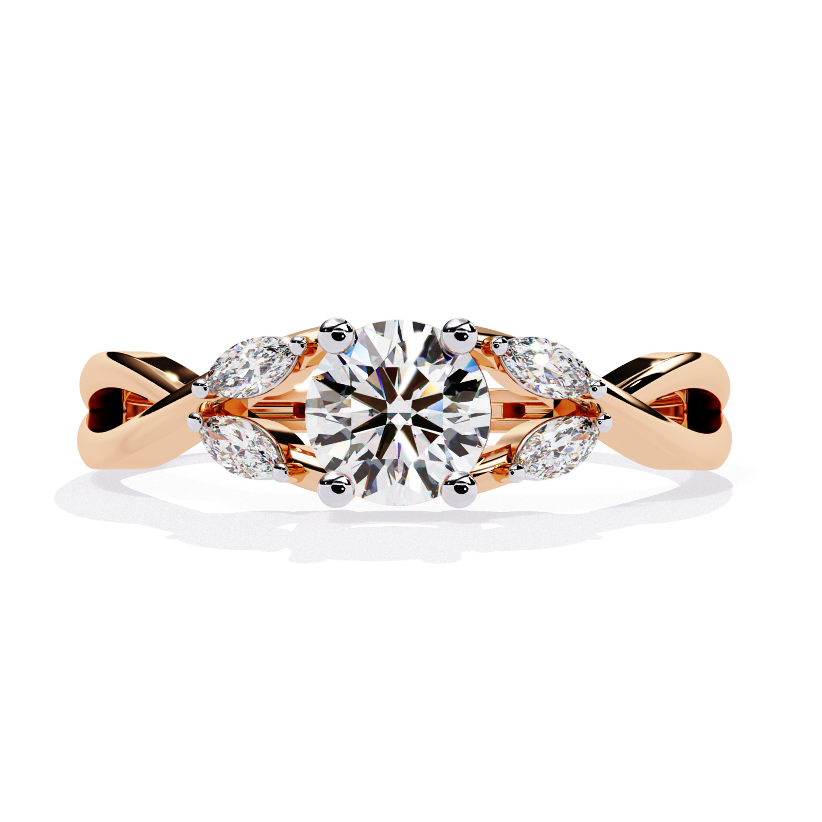 0.55 Ct Lab Grown Diamond Engagement Ring 925Silver Round Marquise Wedding Ring