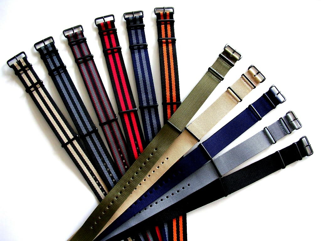 22mm Bond stripe NATO G10 ® PVD nylon Military watchband RAF strap IW SUISSE 20m