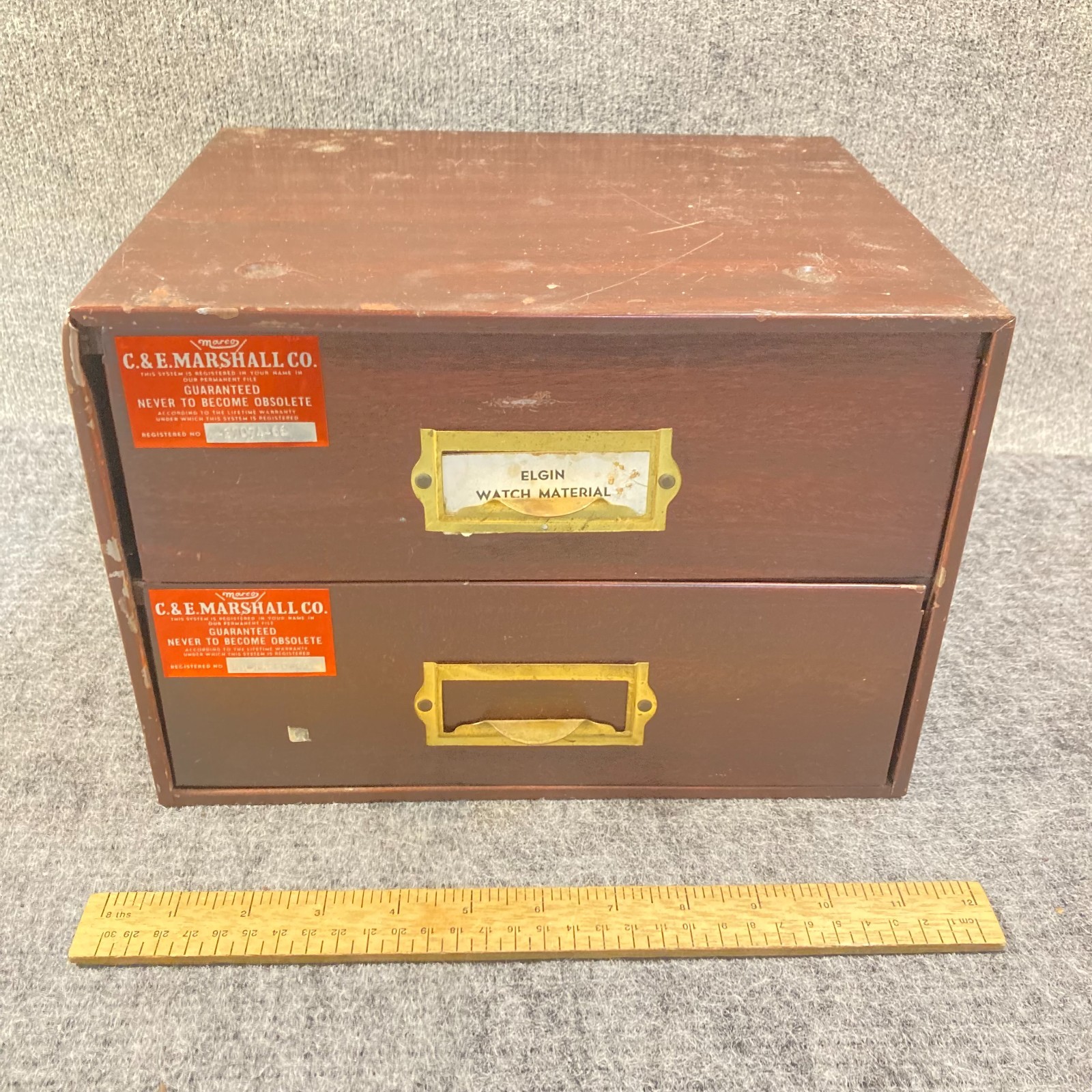 C&E Marshall Metal Cabinet 2 Drawer w/ Elgin Watch Material 200+ Pc