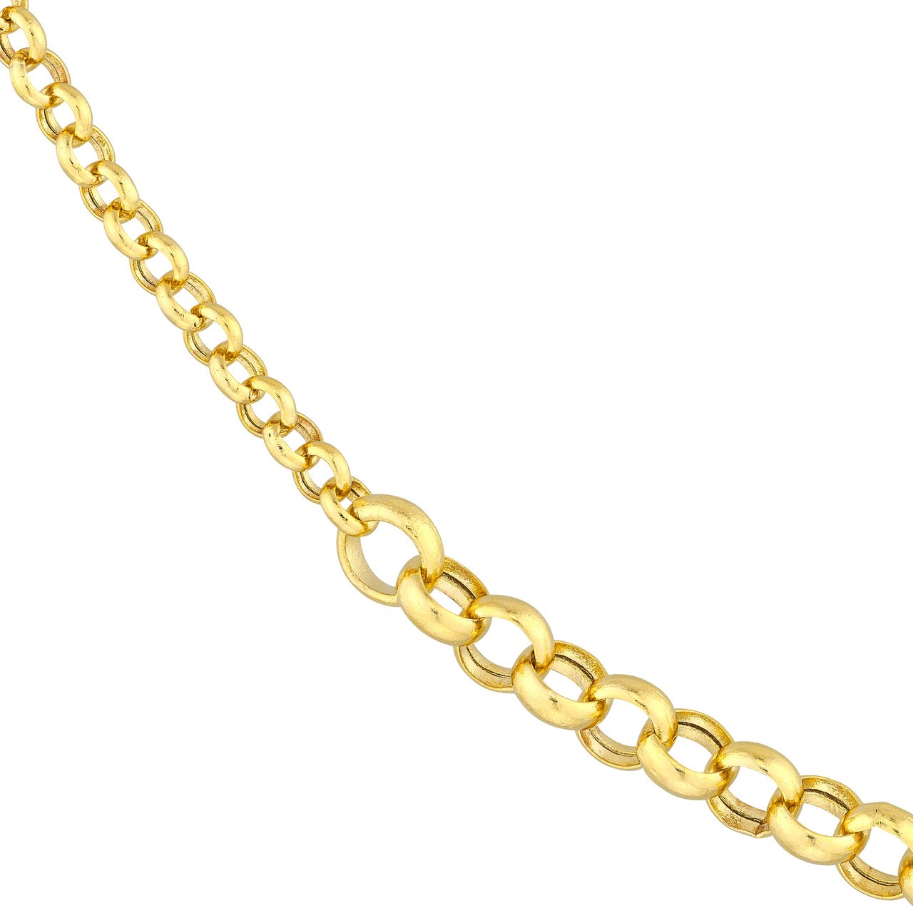 Half 3.75mm & Half 2.5mm Rolo Split Chain Real 14K Yellow Gold 18″
