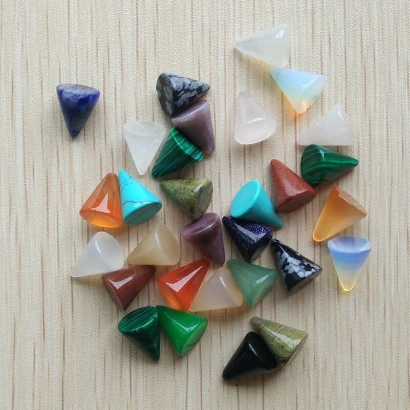 30pcs/lot 10x12mm assorted natural stone cone shape CAB CABOCHON beads No Holes