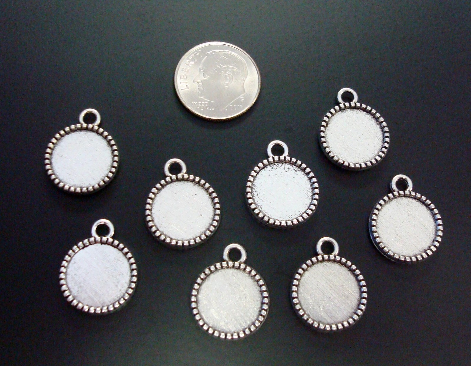8 Scalloped Bezel settings for 12mm cabochons make pendants earring charm fpe066