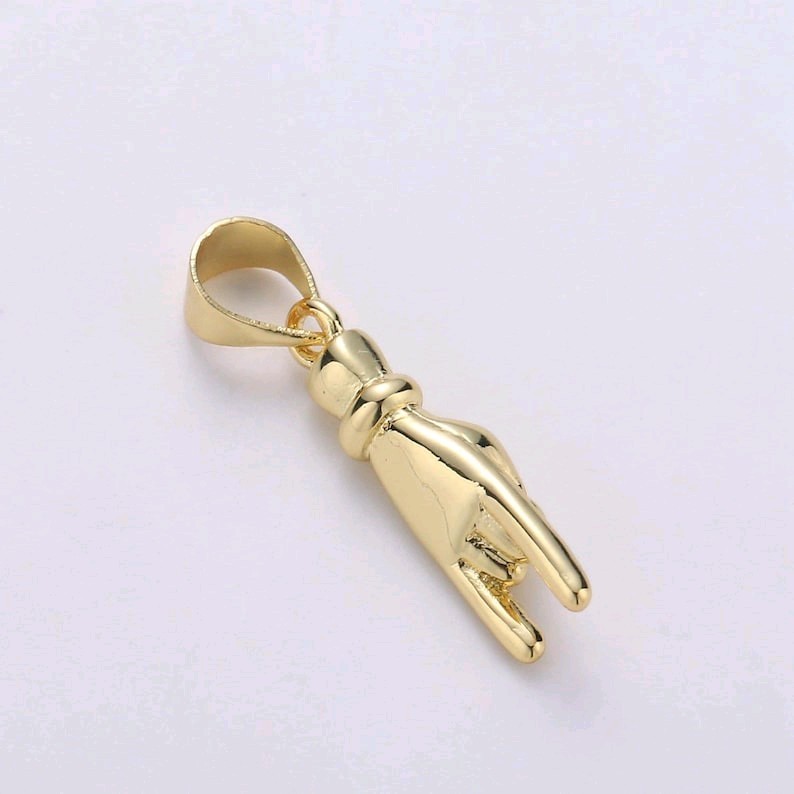 14k Gold Filled Mano Cornuto Charm Italian Horn Hand Pendant for Good Luck DIY