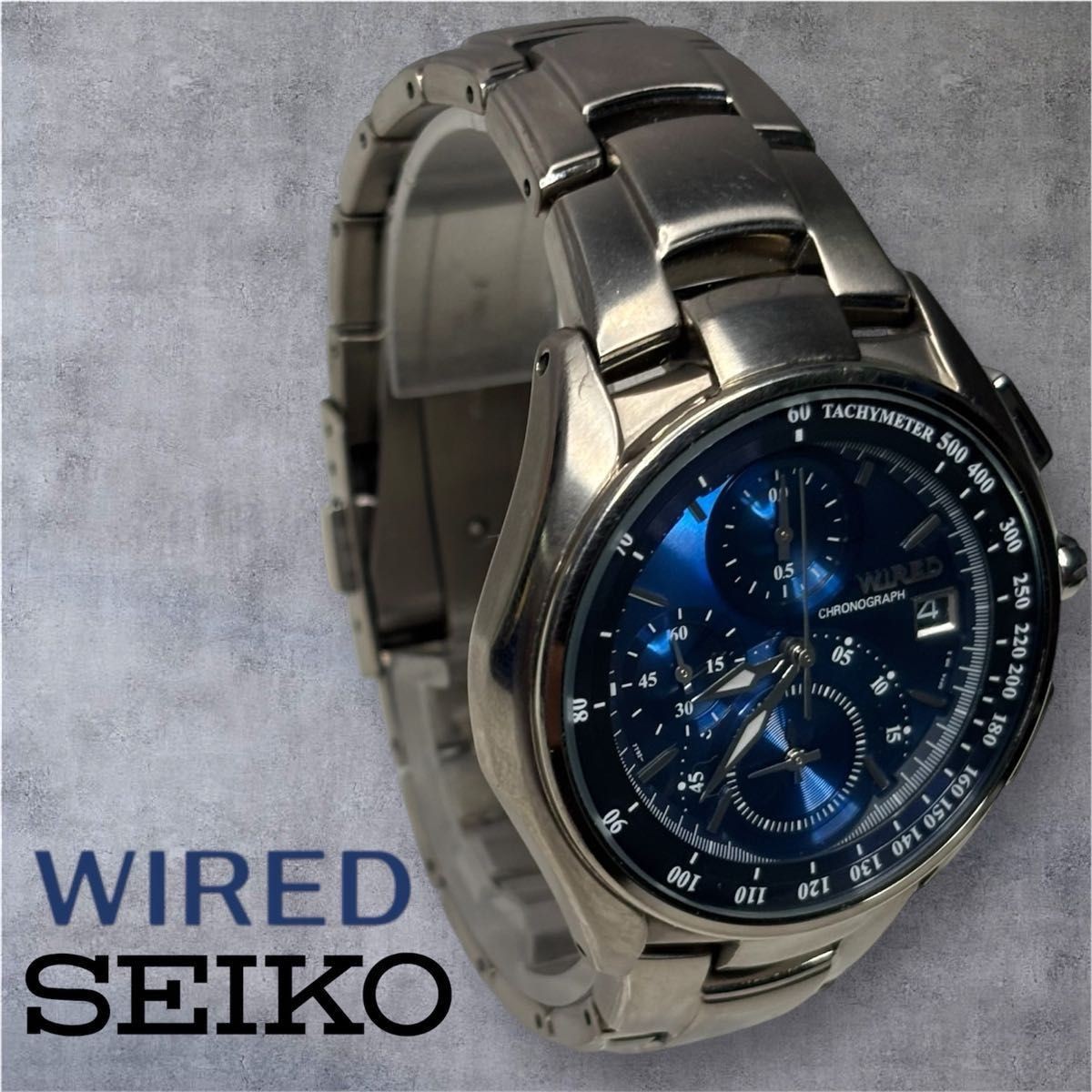 Seiko Wired 7T92-0ER0 Titanium Chronograph Blue Watch