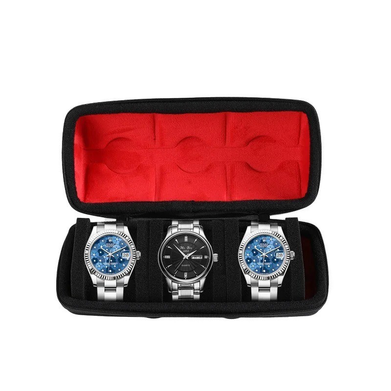 Men’s Watch Travel Case Portable Organizer with Anti-Move Watch Pillows