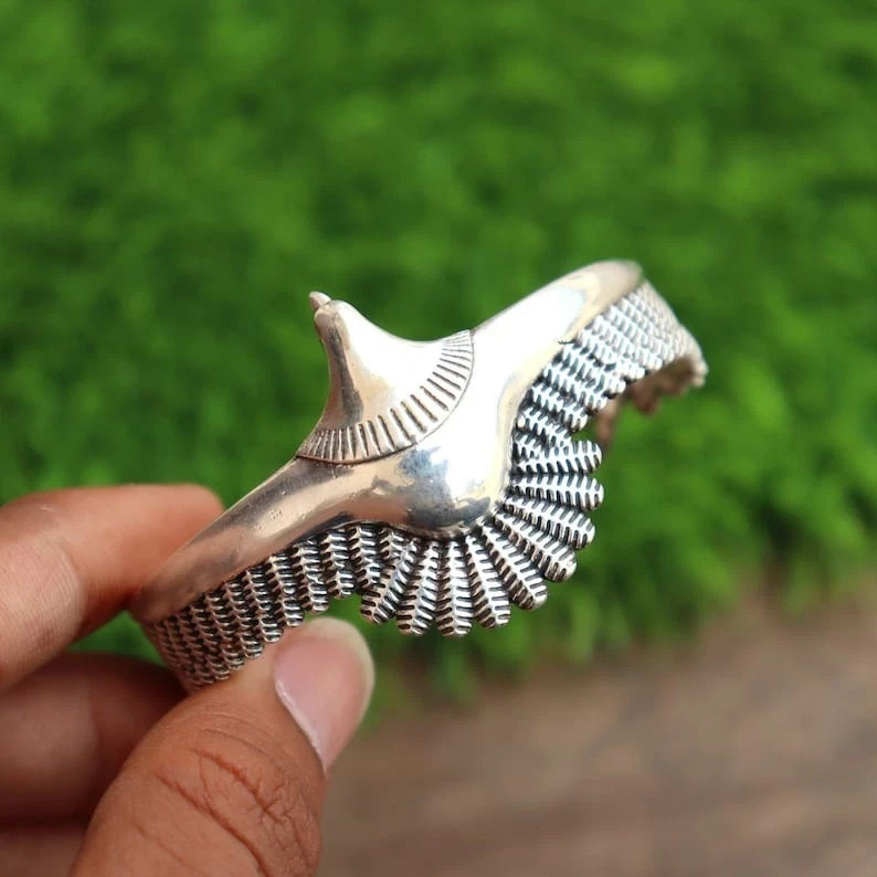 Eagle 925 Sterling Silver Handmade Jewelry Cuff Bracelet Adjustable”