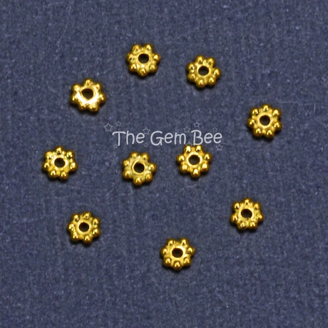 2.5mm 18k Solid Yellow Gold Daisy Spacer Findings (10)