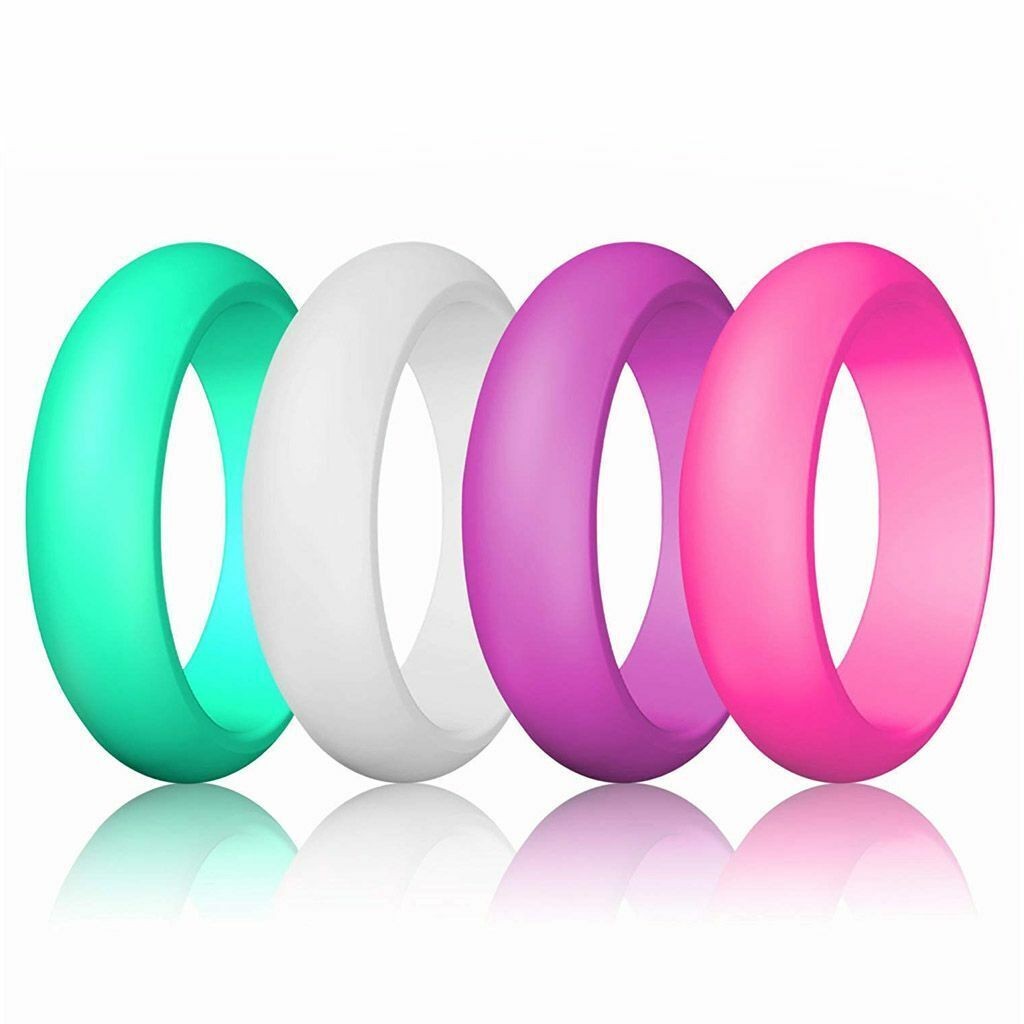 Women 10PCS Silicone Wedding Ring Thin Durable Stackable Comfortable Rubber Band