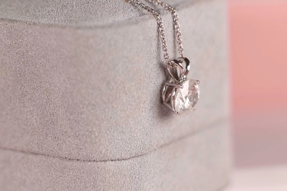 1.50Ct Round Lab Created Diamond Solitaire Pendant Necklace 14K White Gold Over