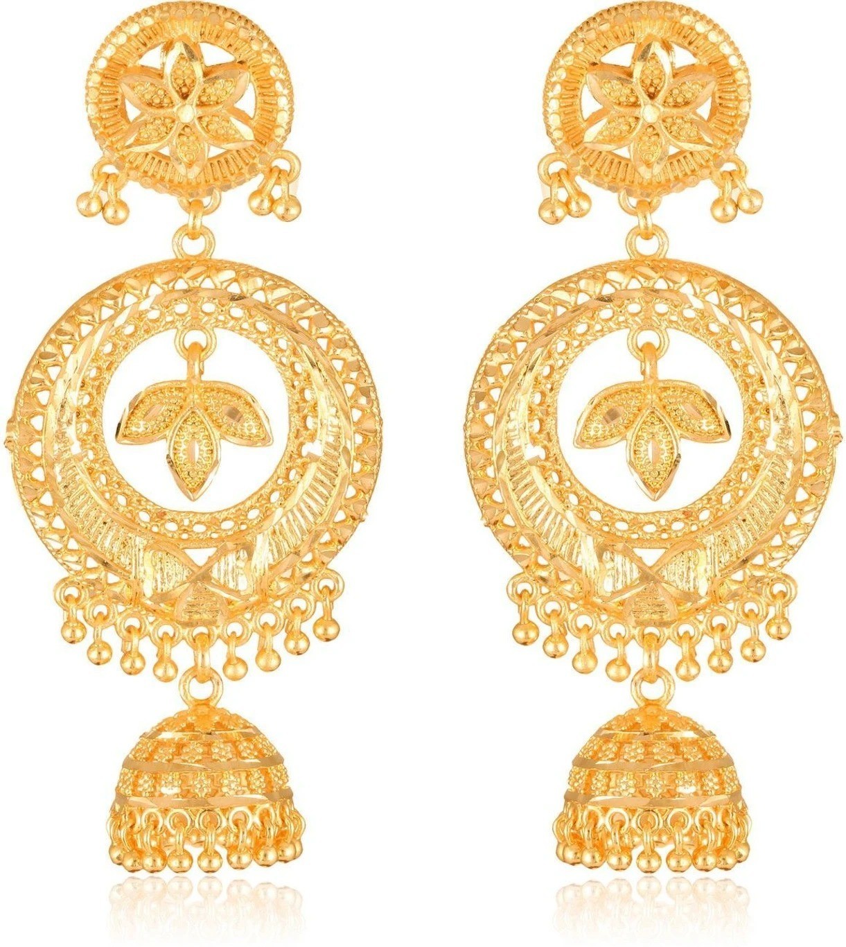 Beautiful & Elegant Golden Jhumki Earrings For Women And Girls Alloy Jhumki