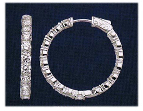 4.02 carat Round cut Diamond 14k White Gold Hoop Earring 20 x 0.20 ct,