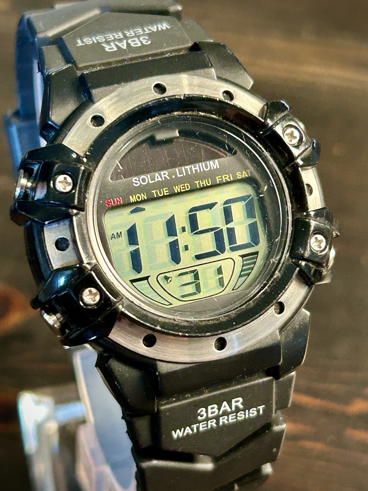 TGHK AW 91-754 Solar Lithium Digital Sport Watch CR2032 3BAR Light