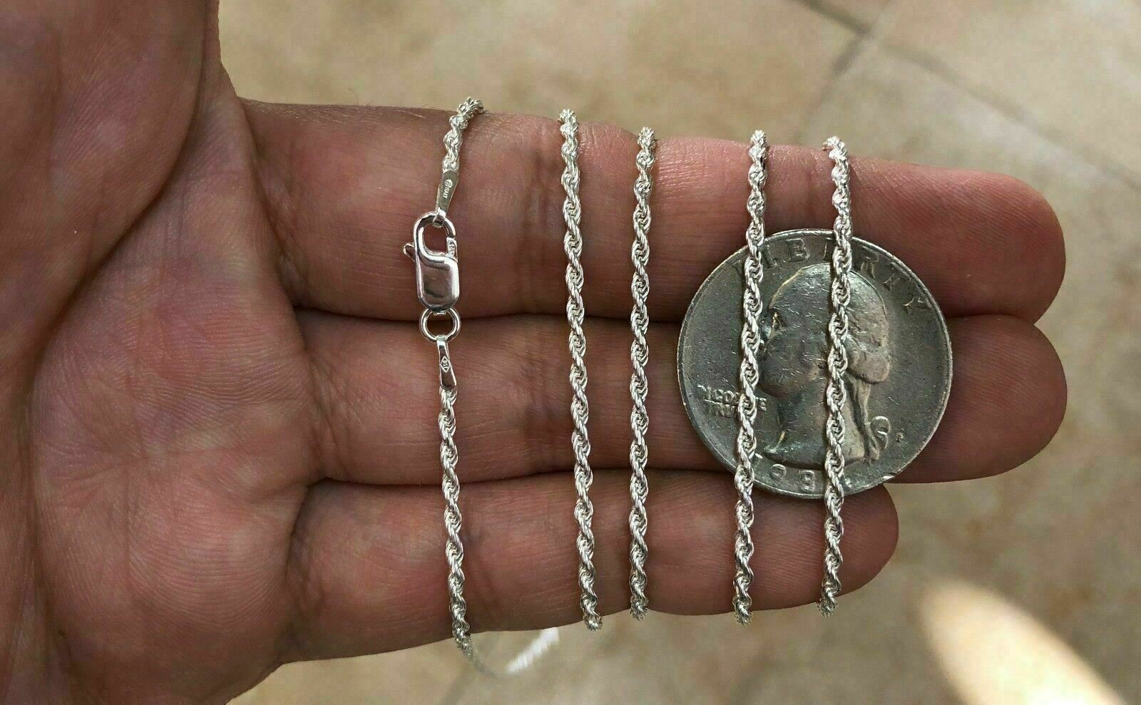 Solid Sterling Silver Italian Rope Chain Mens Woman 2mm 16”-30” NEW – Italy