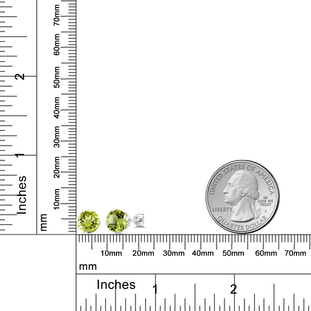 925 Sterling Silver Peridot Stud Earrings For Women (2.00 Cttw, Gemstone