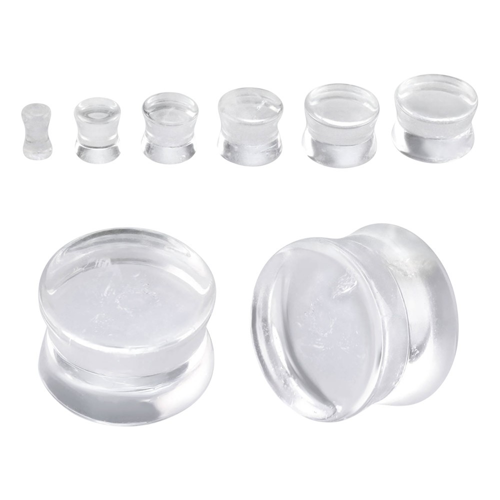 Quartz Crystal Stone Double Flare Tunnels Ear Gauges Plugs Sold as a Pair
