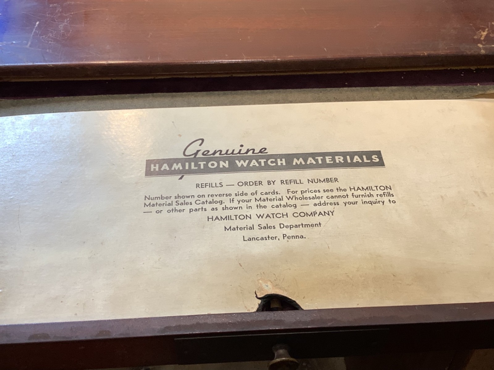 VINTAGE HAMILTON WATCH MATERIAL SYSTEM AND CABINET