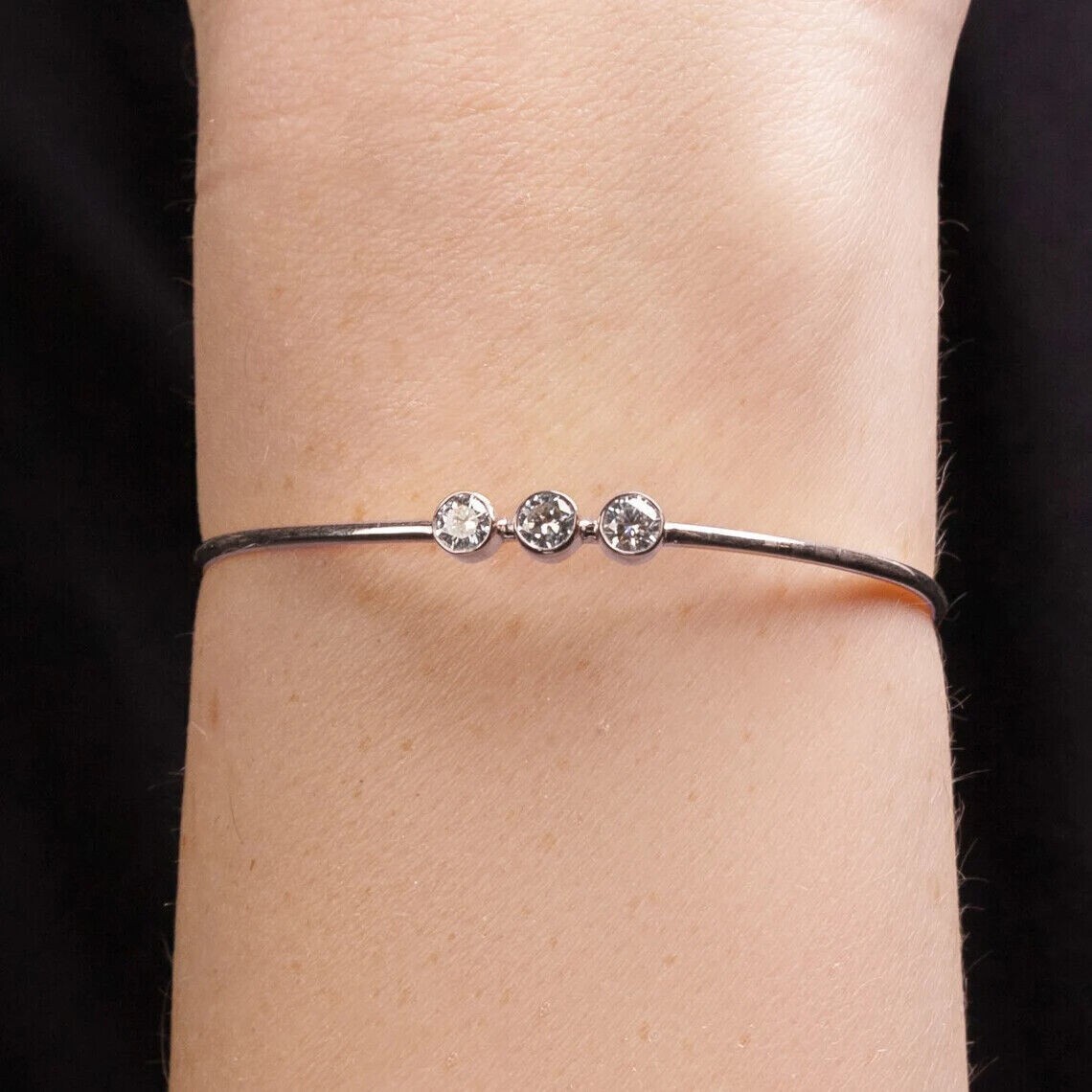 2Ct Round Cut Diamond Lab Created Bangle Bracelet 14K White Gold Finish