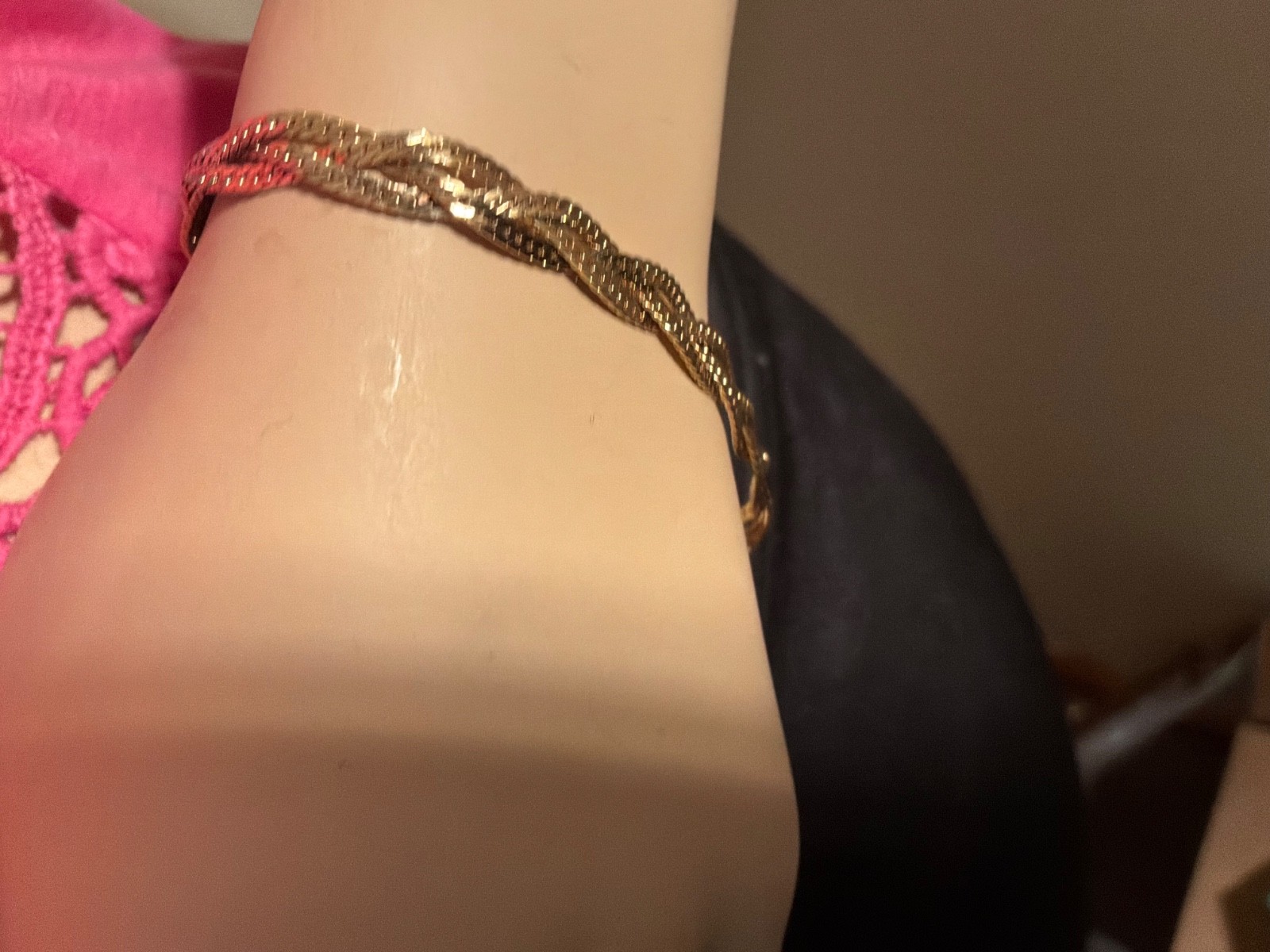 Monet gold, braided herringbone, 8 inch bracelet