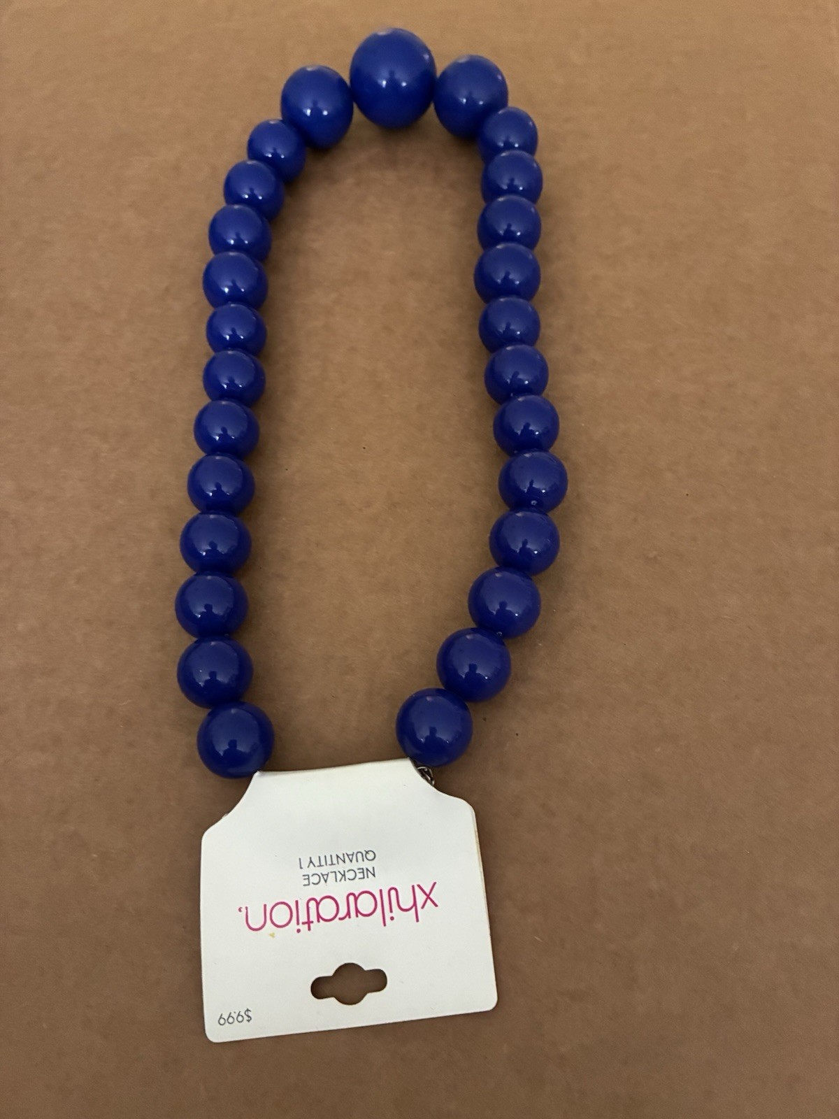 Xhilaration Blue Plastic Beaded Statement Necklace Ball/Bead Chain Adjustable