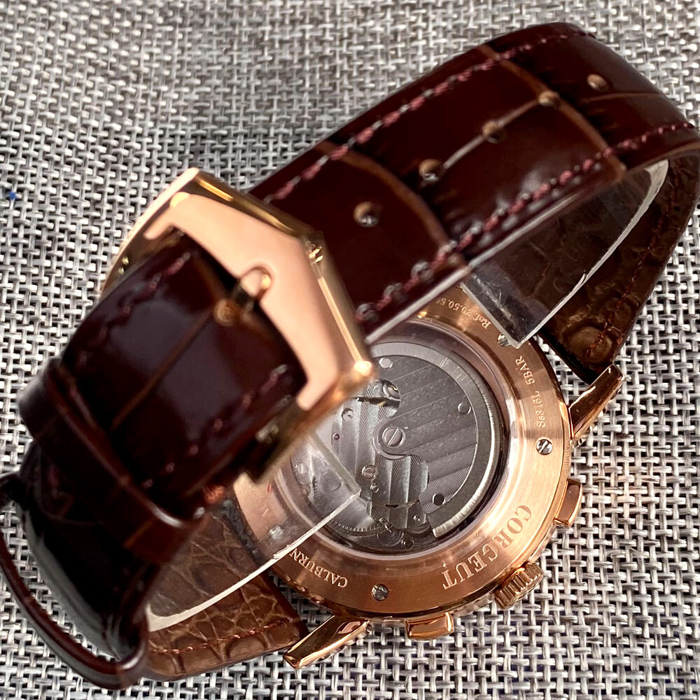 Corgeut Men Watch Rose Gold ST1655 Movement Automatic Month Week Year Moon Phase