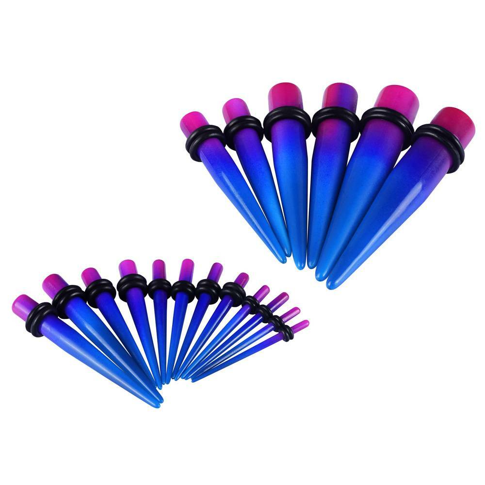 12/14/18PCS Acrylic Taper Stretching Kit Ear Gauge Plugs 14G-20MM Multicolor Set
