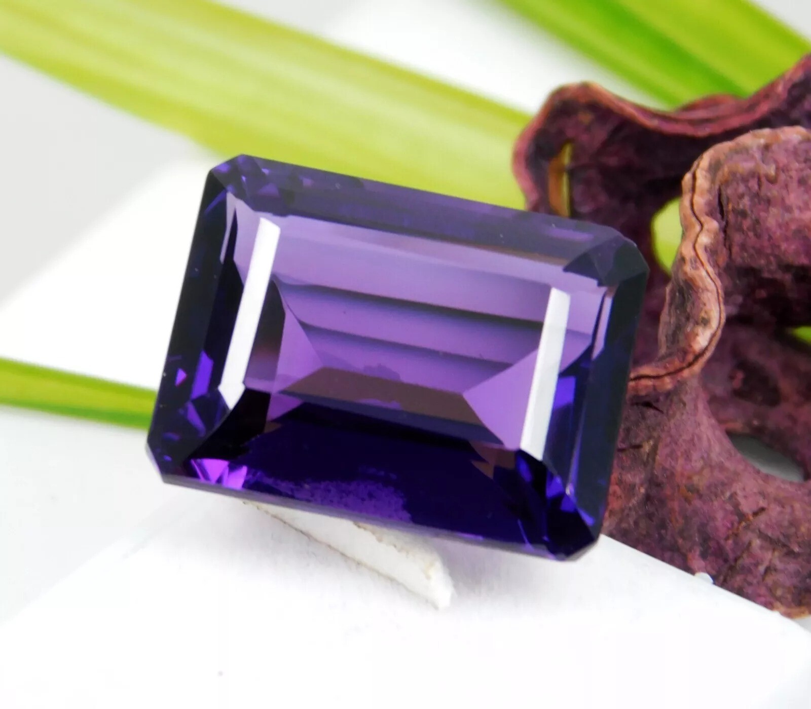 Amethyst Deep Purple Emerald Shape 21-23 Ct Loose Natural Certified Gemstone