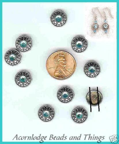 AL1092 11mm ROUND SLIDER SPACER Beads-AQUAMARINE-10