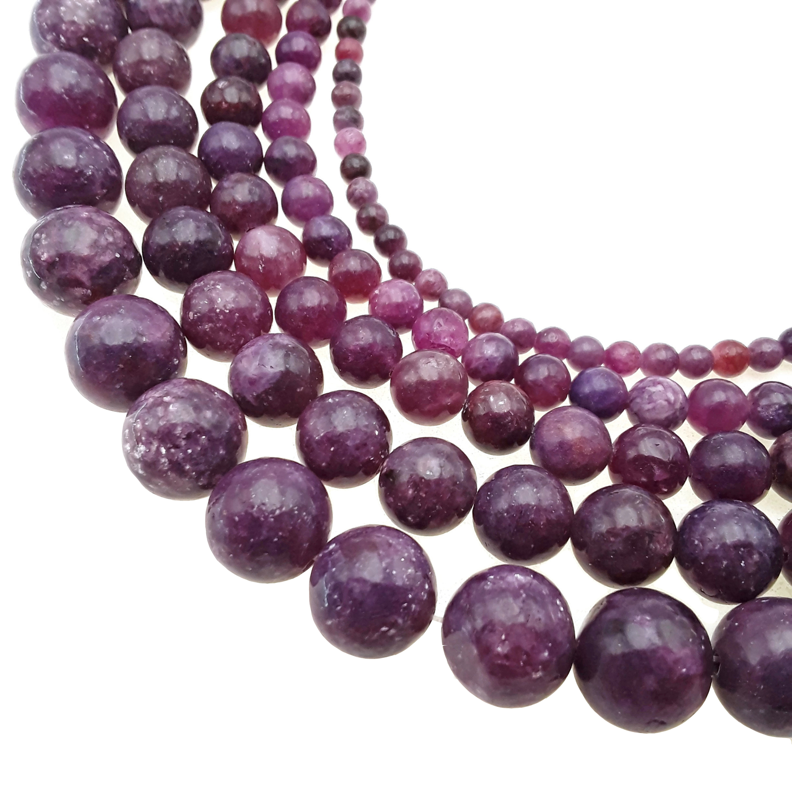 Dark Lepidolite Smooth Round Beads 4mm 6mm 8mm 10mm 12mm Approx 15.5″ Strand